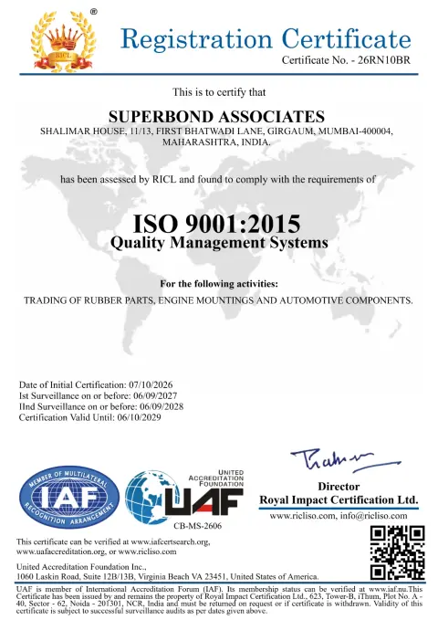 ISO 9001:2015 registration certificate